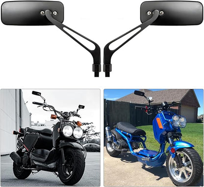 Devilmotor Black Rectangle Motorcycle Bobber Mirrors for Cruiser Chopper with Smoke Blue 8mm-10mm (Black)