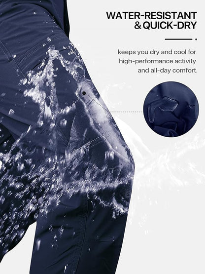 FREE SOLDIER Men's Outdoor Cargo Hiking Pants with Belt Lightweight Waterproof Quick Dry Tactical Pants Nylon Spandex