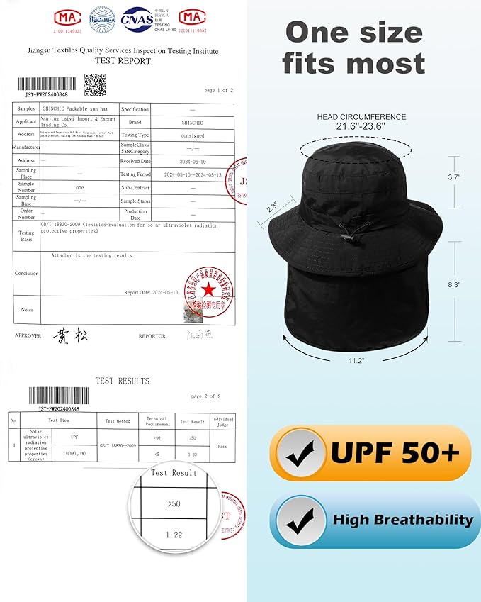 Water-Resistant Sun UPF 50+ Bucket Hat Protection Packable Brimmed Boonie for Women Men Summer Lightweight Hiking Outdoor Cap