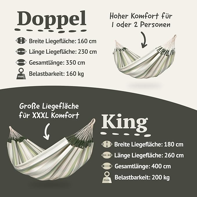 LA SIESTA Brisa Classic Hammock, Handmade, Weather-Resistant, Tear-Resistant Hammock for Indoor & Outdoor Relaxation, Size-King - Cedar