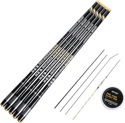 Goture//Telescopic Tenkara Fishing Rod Kit//Ultralight Travel Fishing Rod,Portable Collapsible Bass Crappie Rod, Carbon Fiber Inshore Stream Trout Pole 10 12 15 18 21 24 Free Tip Set(Top 3 Segment)