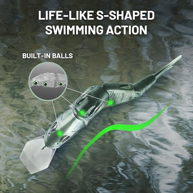 Handing Swimbaits for Bass Pike Walleye, 3 Pieces Lifelike Multi-Jointed Fishing Lures with Mustad Hooks, Fishing Bait for Freshwater and Saltwater