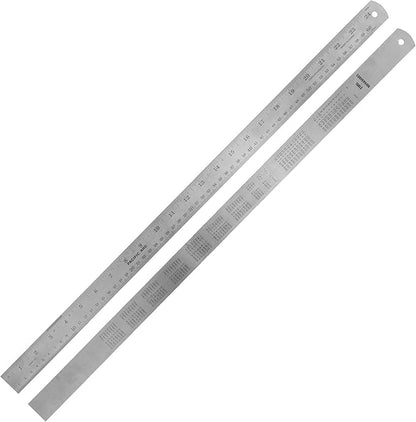 Pacific Arc 24 Inch Stainless Steel Ruler with Inch/Metric Conversion Table