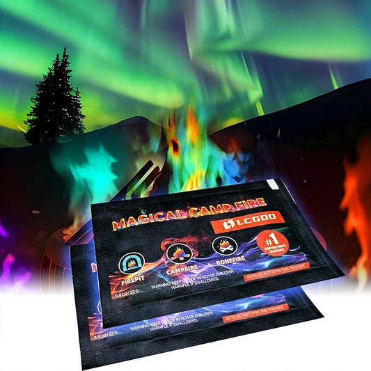 24 Pack Magical Fire Color Chaging Packets - Long Lasting Flame Changing Packets for Fire Pits, Campfires, Bonfires, Creates Vibrant Blue, Green, Purple Flames