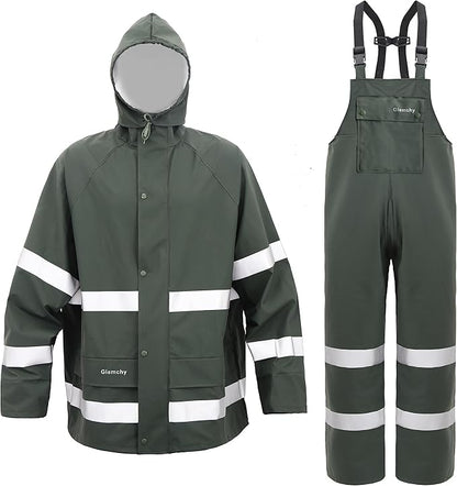 Rain Suit For Men & Women Waterproof Heavy Duty Rain Gear Reflective Jacket for Fishing Outdoor Work Raincoats