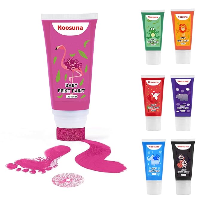 Baby Hand and Footprint Kit with Sponge Head, Baby Ink Hand and Footprint Kit, 1.69 fl oz Non-Toxic and Washable, Paw Print Kit for Dogs Suitable for Babies and Pets, Newborn Memento, Pink