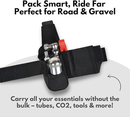 SpeedSleev Ranger 2.0 Large Bike Saddle Bag – Waterproof Under Seat Pack for MTB, Gravel & Plus Tire Bikes – Lightweight, Rattle-Free Tool Storage – Fits Most Dropper Posts – Black