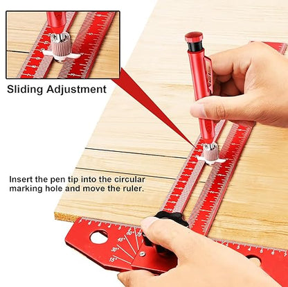 Greywolf Carpenter's Ruler, 18-inch Aluminum Sliding T-Square, Adjustable Angle, with Imperial and Metric Graduations, Multi-Purpose Carpenter's Ruler for Measuring Angles, Positions, and Lines