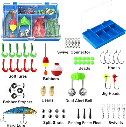 PLUSINNO Kids Fishing Pole, Portable Telescopic Fishing Rod and Reel Combo Kit - with Spincast Fishing Reel Tackle Box for Boys, Girls, Youth