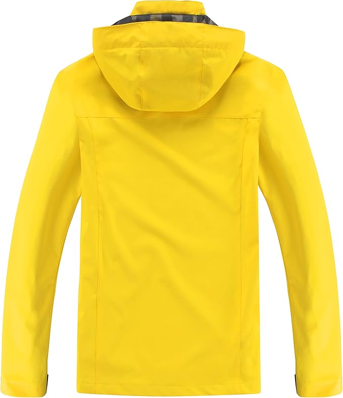 OTU Men's Lightweight Waterproof Hooded Rain Jacket Outdoor Raincoat Shell Jacket for Hiking Travel