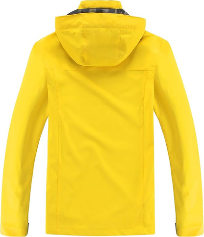 OTU Men's Lightweight Waterproof Hooded Rain Jacket Outdoor Raincoat Shell Jacket for Hiking Travel