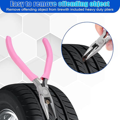 29PCS Tire Repair Rubber Nail Kit,Tire Plug Kit,Car Emergency Tire Patch Kit,Self-Service Quick Puncture Repair Tools,Suitable for Car,Motorcycle,Truck