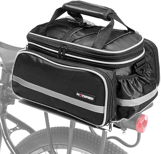 Homa Rear Seat Trunk Bag, Waterproof Multi Function Bicycle Panniers Bike Rear Bag Carrying Luggage Package Rack Panniers with Rainproof Cover (Black)