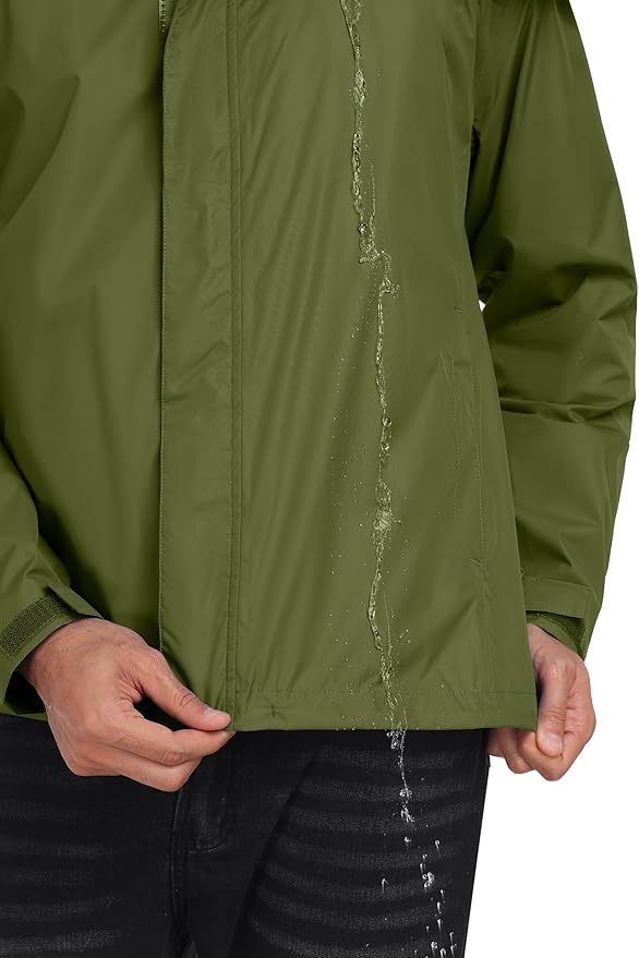 Little Donkey Andy Men's Waterproof Rain Jacket Outdoor Lightweight Rain Shell Coat for Hiking,Golf,Travel