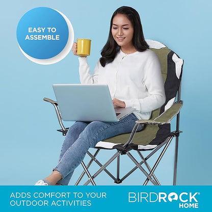 Internet's Best Padded Camping Folding Chair - Comfortable Outdoor Sports Chairs w/Cup Holder, Portable Carry Bag - for Beach, Park, Soccer, Baseball, Softball, Picnic, Adults - Green 2 - Pack