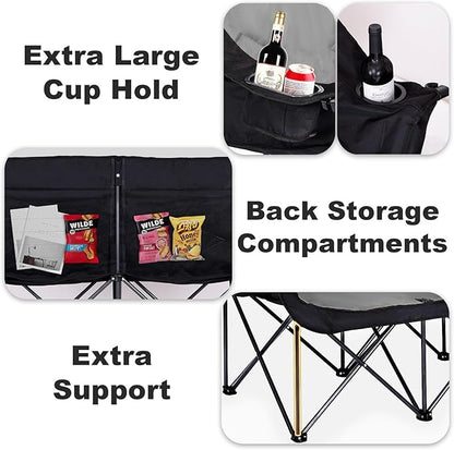 2 Person Camping Chair Camping Loveseat Oversized Double Folding Camping Chair Heavy Duty Two Person Camp Chair Love Seat Dou Chairs Sport Lawn Chair for Adults