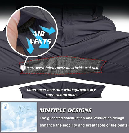 Mens Lightweight Cargo Hiking Patns Outdoor Quick Dry Work Tactical Pants with 6 Pockets Water Resistant Fishing Travel Pants