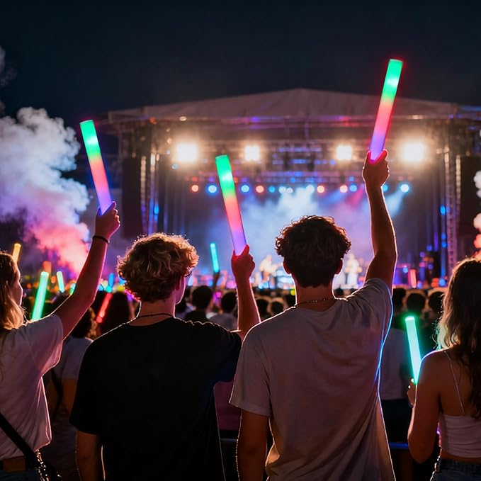 30 PCS Foam Glow Sticks, Colorful Foam Light Up Sticks for Party Supplies with 3 Flashing Modes, Long-Lasting Led Glow Stick Bulk for Birthday, Wedding, Carnival, Concert