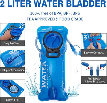 Hydration Backpack Pack with 2L Water Bladder 18L Hiking Backpack Women Men Lightweight Hydropack Insulated Daypack for Biking, Running, Festival