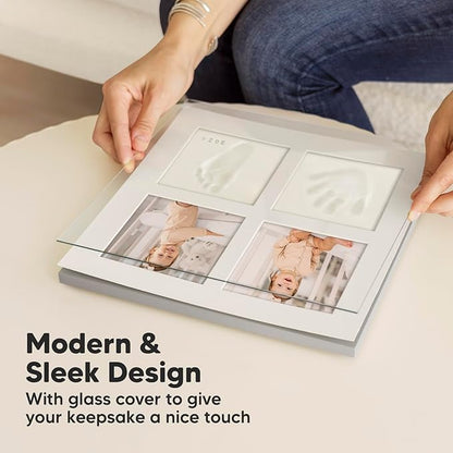 Baby Hand and Footprint Kit - Baby Footprint Kit, Clay Handprint Keepsake Frame, Nursery Picture Frame For Newborns, Personalized New Mom Gifts for Showers & Registry (Cloud Gray)