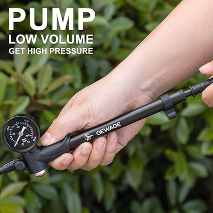 Shock Pump for Mountain, Road Bikes and Motorcycle - 300 Psi High Pressure for Front Fork and Rear Suspension Air Shocks Pump with Gauge -Portable Mini Pump with Air Bleed Button