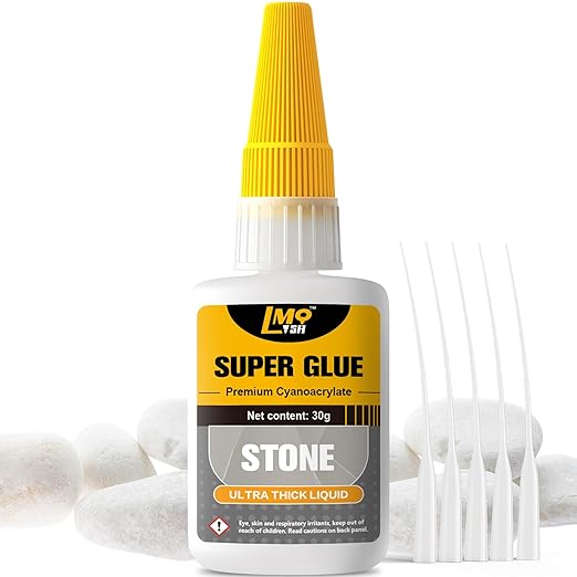 Stone Super Glue Liquid, Clear Instant Cyanoacrylate Adhesive for Stone, All Purpose CA Glue for Shoe Ceramic Repair Plastic Leather Glass Wood Metal Pottery Aquarium Porcelain Fletching Waterproof