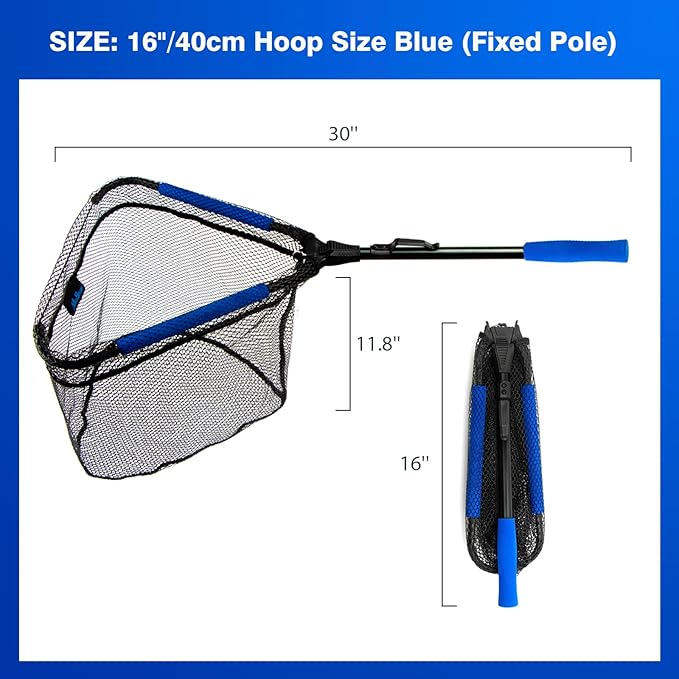 Floating Fishing Landing Net - Foldable for Freshwater or Saltwater - Folding and Fly Fishing