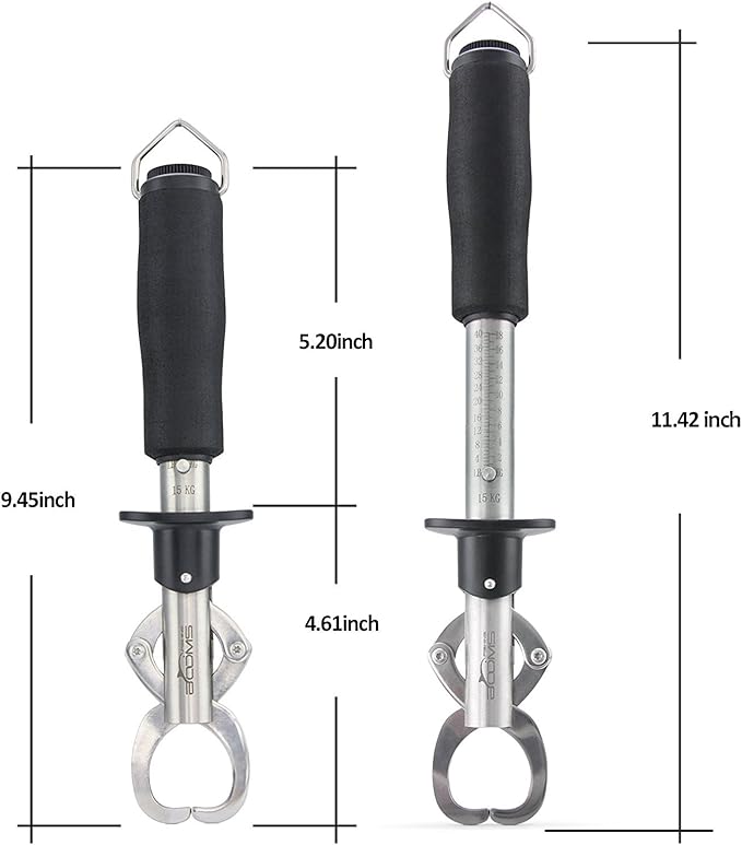 Booms Fishing G1 Fish Gripper Grip and Hold Fish with Tight Grip Largest Model Built-in Scale