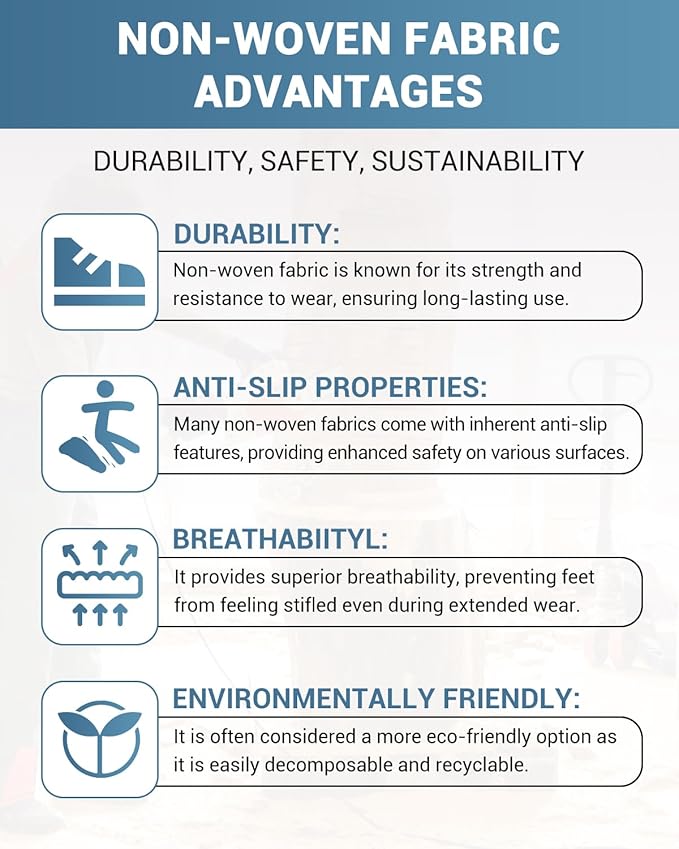 X-Large 100 Count Shoe Covers Disposable Non-Slip, Premium Cloth Boot Covers, Slip-resistant, Durable, Breathable, Non-toxic, Recyclable, Stretchable Fits Up to Size 13 US Men - Blue