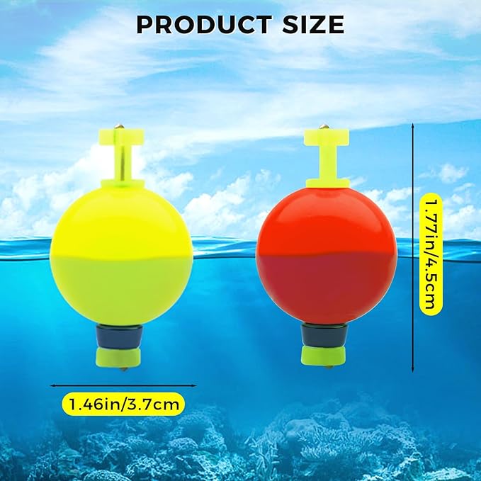 12 Pcs Fishing Bobbers, Weighted Fishing Bobbers for Fishing, Foam snap-on Fishing Bobbers Floats for Fishing Panfish Bass Bluegill