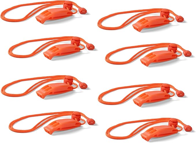 2-Pack Whistle Emergency Safety with Lanyards - High Decibel Survival Whistle for Life Jackets, Boating, Kayaking, Hiking, Hunting & Rescue
