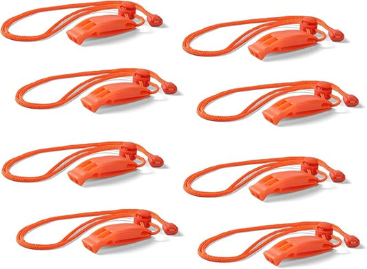2-Pack Whistle Emergency Safety with Lanyards - High Decibel Survival Whistle for Life Jackets, Boating, Kayaking, Hiking, Hunting & Rescue