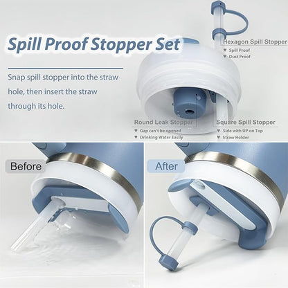 Stanley Cup Accessories Set Including 6 Pcs Silicone Spill Proof Stopper, 2 Pcs Straw Cover Cap for 9-10 mm Straws, 1 Pcs Silicone Boot for Stanley Cup 40oz & 30oz Tumbler (Indigo)