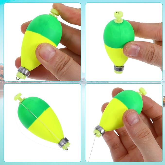 10 Pcs Weighted Bobbers for Fishing,Fishing Bobbers Floats,Button Snap-On Eva Foam Oval,Highly Sensitive Fluorescent Paint for Crappie Panfish Bluegill Trout