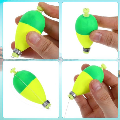 10 Pcs Weighted Bobbers for Fishing,Fishing Bobbers Floats,Button Snap-On Eva Foam Oval,Highly Sensitive Fluorescent Paint for Crappie Panfish Bluegill Trout
