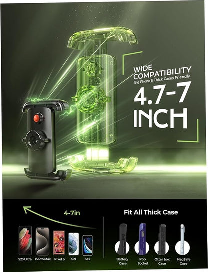 LISEN Upgrade Bike Phone Holder [Super Easy Install] Ultra Stable Motorcycle Phone Mount Bicycle Handlebar Holder Mount for Adults Kids Bike Bicycle Ebike Gear Accessories for iPhone Samsung Orange