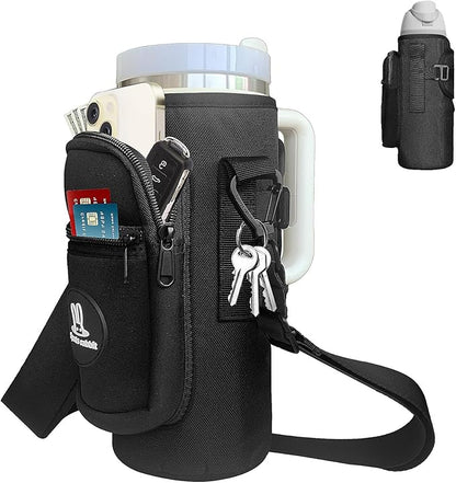 Sports rabbit Universal Water Bottle Holder – Durable Oxford & Neoprene Hybrid Design Compatible with Stanley 30/40oz Handled & 64/87oz Straight Tumblers, Adjustable Strap for Gym, Travel, Outdoors