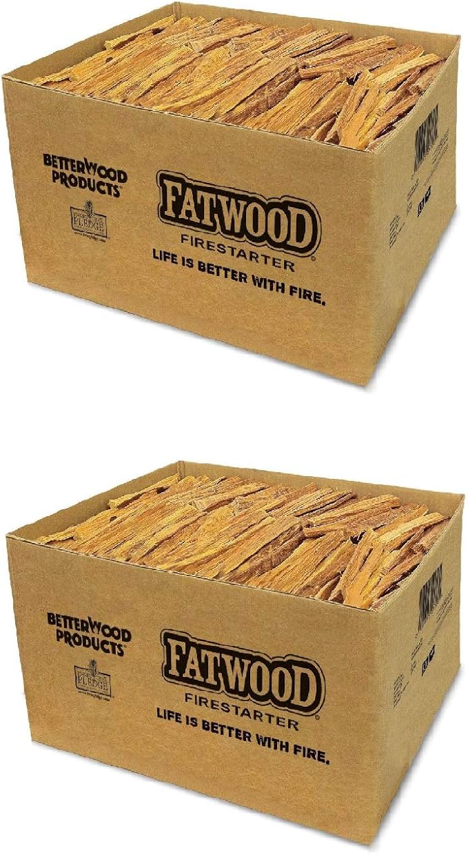 Better Wood Products 2 Pack Fatwood Fire Starter Sticks, Fireplace & Camping, 25 Lbs