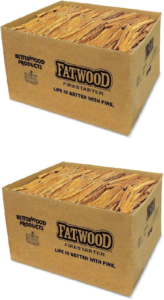 Better Wood Products 2 Pack Fatwood Fire Starter Sticks, Fireplace & Camping, 25 Lbs