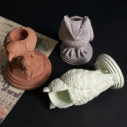 Gothic Candle Holder Silicone Molds, Owl Resin Molds for DIY Tealight Holders for Halloween Decor, Dark Academia Home Accessories, Spooky Wall & Table Decorations