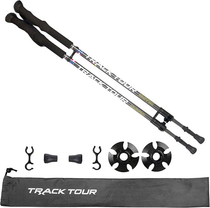 Carbon Fiber Trekking Poles Ultra Lightweight Hiking Poles Walking Sticks with Cork and EVA Foam Grips Quick Adjustable Flip Locks