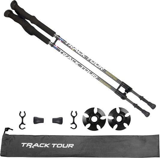 Carbon Fiber Trekking Poles Ultra Lightweight Hiking Poles Walking Sticks with Cork and EVA Foam Grips Quick Adjustable Flip Locks