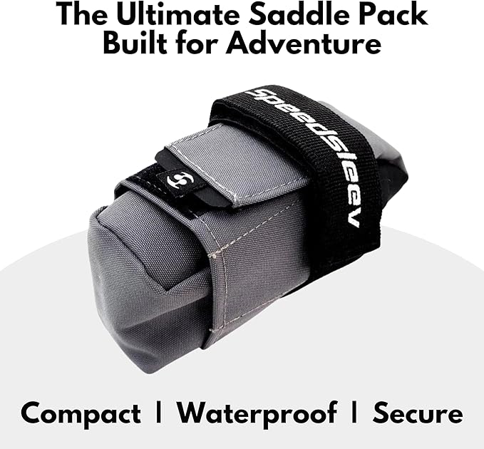 SpeedSleev Ranger 2.0 Medium Bike Saddle Bag – Waterproof Under Seat Pack for MTB, Gravel & Plus Tire Bikes – Lightweight, Rattle-Free Tool Storage – Fits Most Dropper Posts – Grey