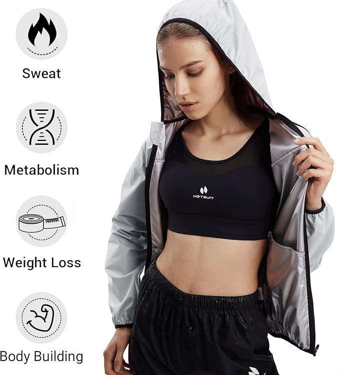 HOTSUIT Sauna Suit for Women Weight Loss Sweat Suits Sauna Jacket Pant Machine Washable Anti Rip for Gym Workout Exercise