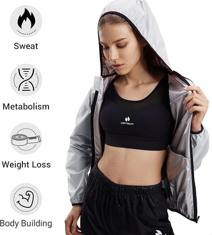 HOTSUIT Sauna Suit for Women Weight Loss Sweat Suits Sauna Jacket Pant Machine Washable Anti Rip for Gym Workout Exercise