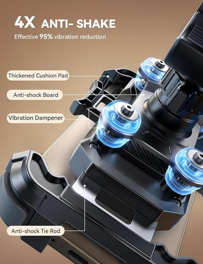 JOYROOM Motorcycle Phone Mount Holder - [Dual Vibration Dampener] 150mph Anti-Shock Phone Holder for Motorcycle [Upgrade Metal Handlebar Clamp] - Bicycle Bike Phone Holder Mount for 4.7-7" Cell Phones