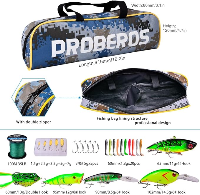 Fishing Rod and Reel Combo, 6.9ft Carbon Fiber Telescopic Fishing Pole with Spinning/Baitcasting Reel Combos, Sea Saltwater Freshwater Ice Bass Fishing Tackle Set Fishing Rods Kit