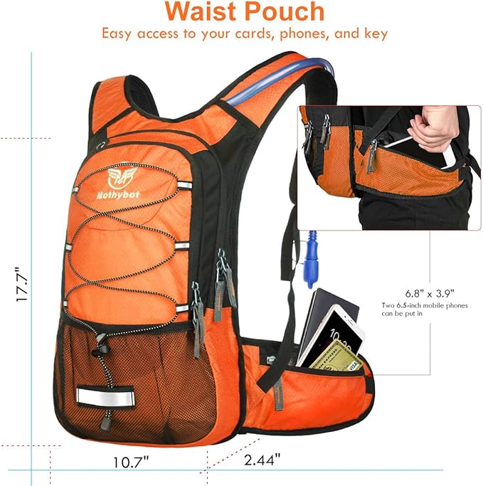 Hydration Pack, Insulated Hydration Backpack with 2L BPA Free Water Bladder and Storage, Hiking Backpack for Men, Women, Kids for Running, Cycling, Camping - Keep Liquid Cool up to 5 Hours