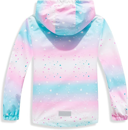 MGEOY Boys Girls Rain Jackets Lightweight Waterproof Hooded Raincoats Windbreakers for Kids 4-14Y