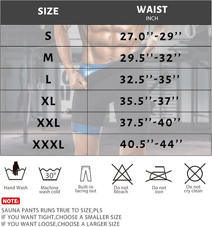 Men Sauna Pants Sweat Leggings Thermo Capris Slimming Tights Heat Trapping Suit,Humanized Mesh Crotch,High Waist